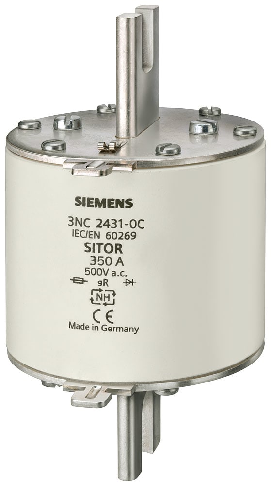 SIEMENS - SIE3NC84270C Cartuccia fusibile SITOR, con contatti a coltello scanalati, NH3, In: 250 A, gR