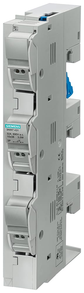 SIEMENS - SIE3NW7431 SENTRON, portafusibili per fusibili cilindrici, 10 x 38 mm, a 3 poli, In: 32 A, Un AC: 690 V