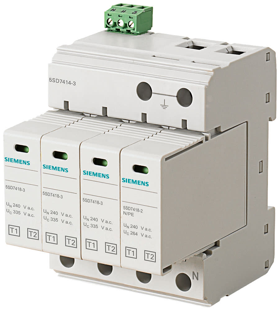 SIEMENS - SIE5SD74143 Scaricatore di sovratensione di origine atmosferica T1/T2, Un 240/400 V, UC AC 335/264 V, moduli di protezione