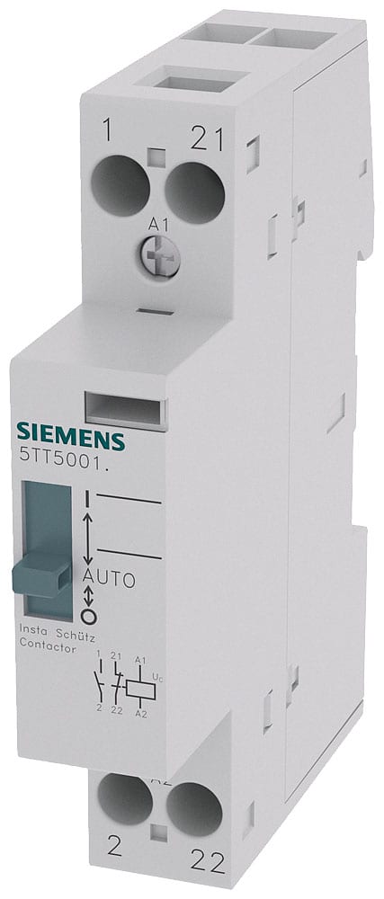 SIEMENS - SIE5TT50018 Contattore INSTA 0/1-automatico con 1 contatto NO e 1 contatto NC, contatto per AC 230 V