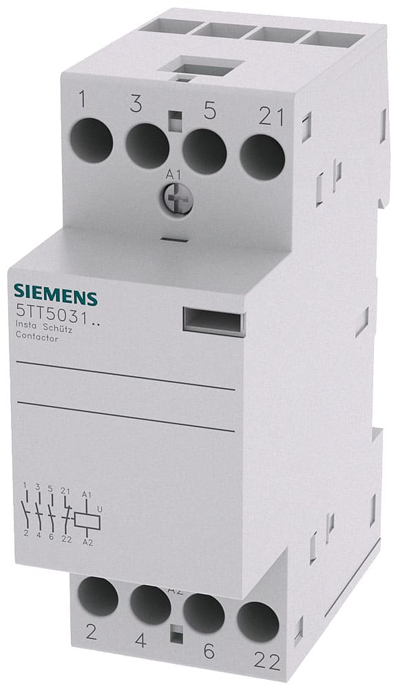 SIEMENS - SIE5TT50310 Contattore INSTA con 3 contatti NO e 1 contatto NC, contatto per AC 230 V, 400 V 25 A