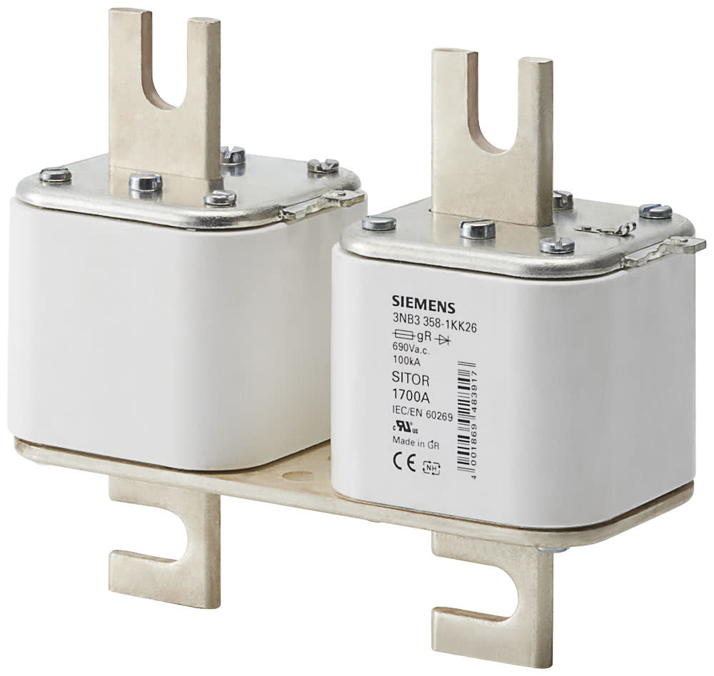 SIEMENS - SIE3NB33501KK26 Cartuccia fusibile SITOR, con contatti a coltello scanalati, 2 x NH3, In: 1000 A