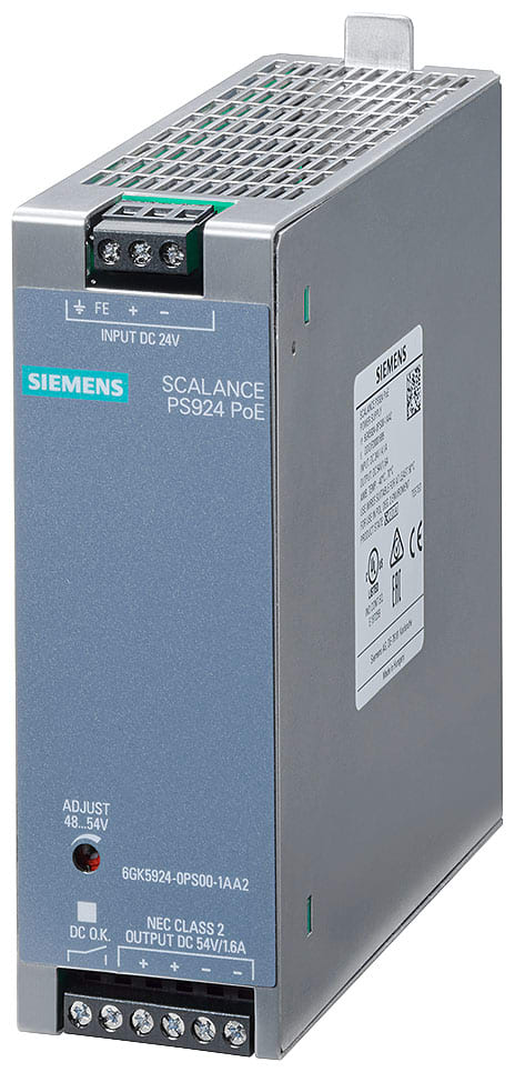 SIEMENS - SIE6GK59240PS001AA2 Alimentatore SCALANCE PS924 PoE, DC 24 V -> DC 54 V/1,6 A NEC Class 2