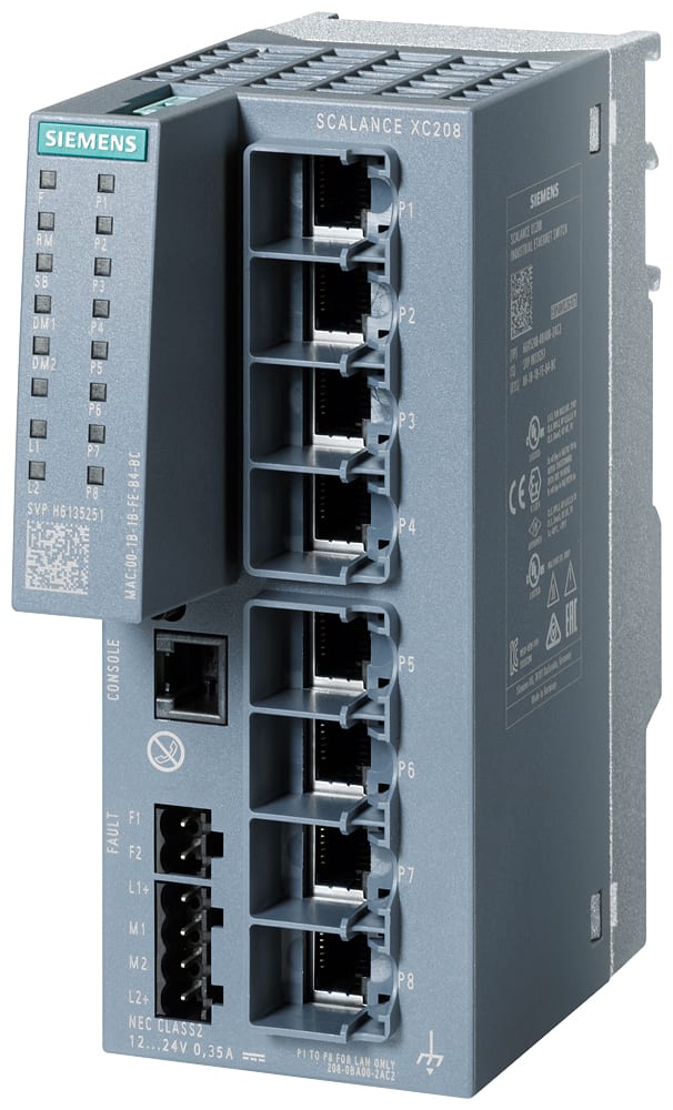 SIEMENS - SIE6GK52080BA002AC2 SCALANCE XC208, managed switch di Layer 2, 8x RJ45