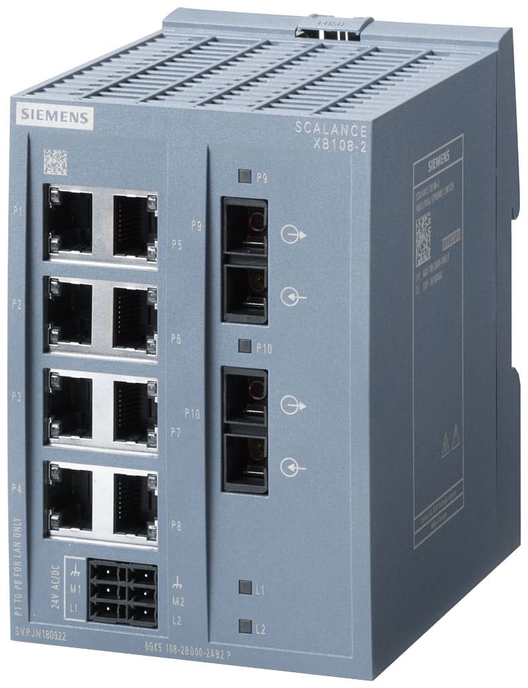 SIEMENS - SIE6GK51082BD002AB2 SCALANCE XB108-2, unmanaged switch, 8x porte 10/100 Mbit/s, 2x 100 Mbit/s MM SC