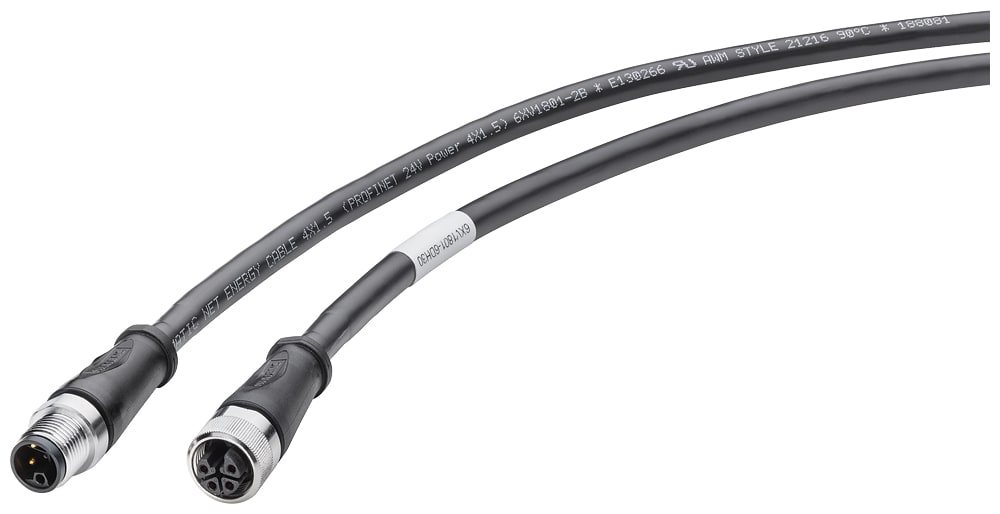 SIEMENS - SIE6XV18016DH20 Power Connecting Cable M12-180/M12-180, L-coded, a 4 poli, 2 m, per ET200