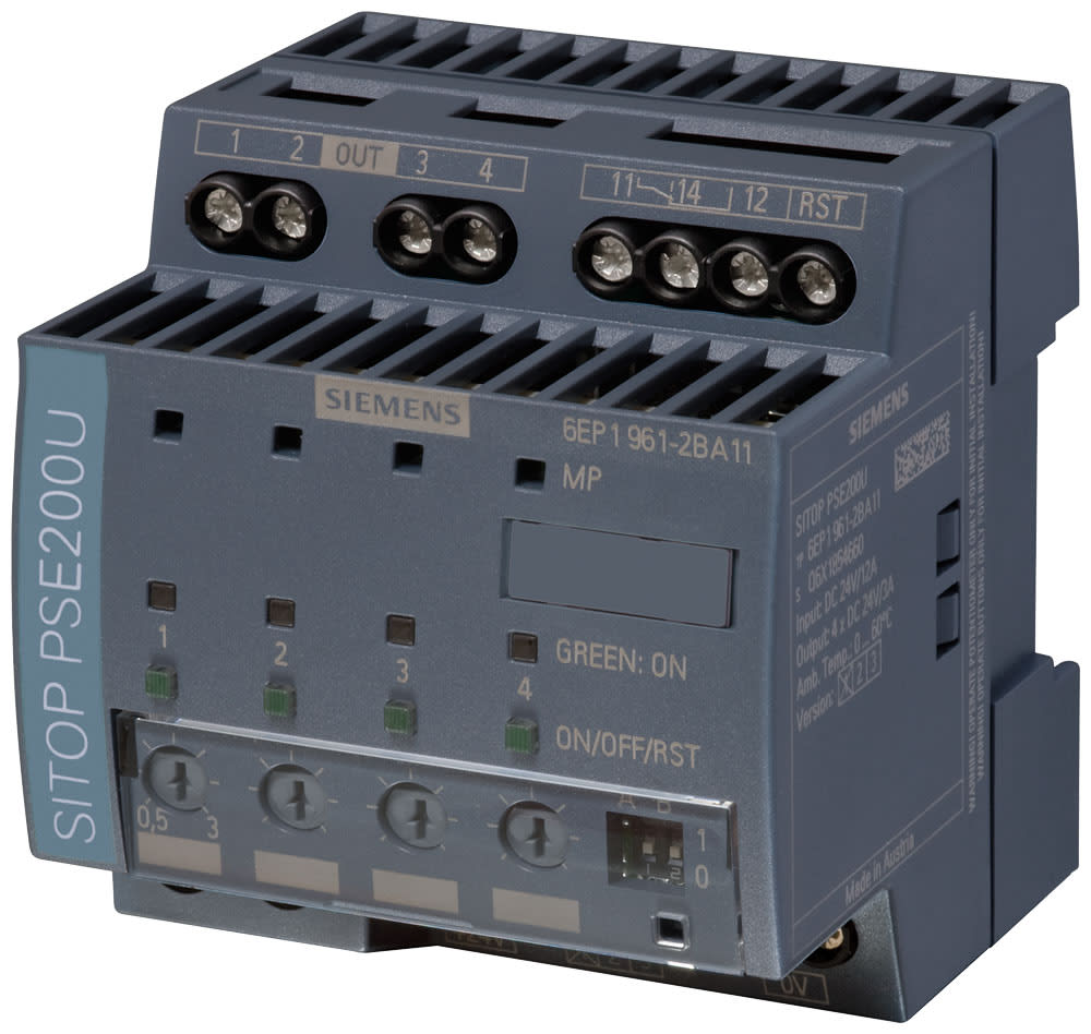 SIEMENS - SIE6EP19612BA11 Modulo selettivo SITOP PSE200U, DC24V/4x 0,5 ... 3 A con cont. di segnal. cumul.