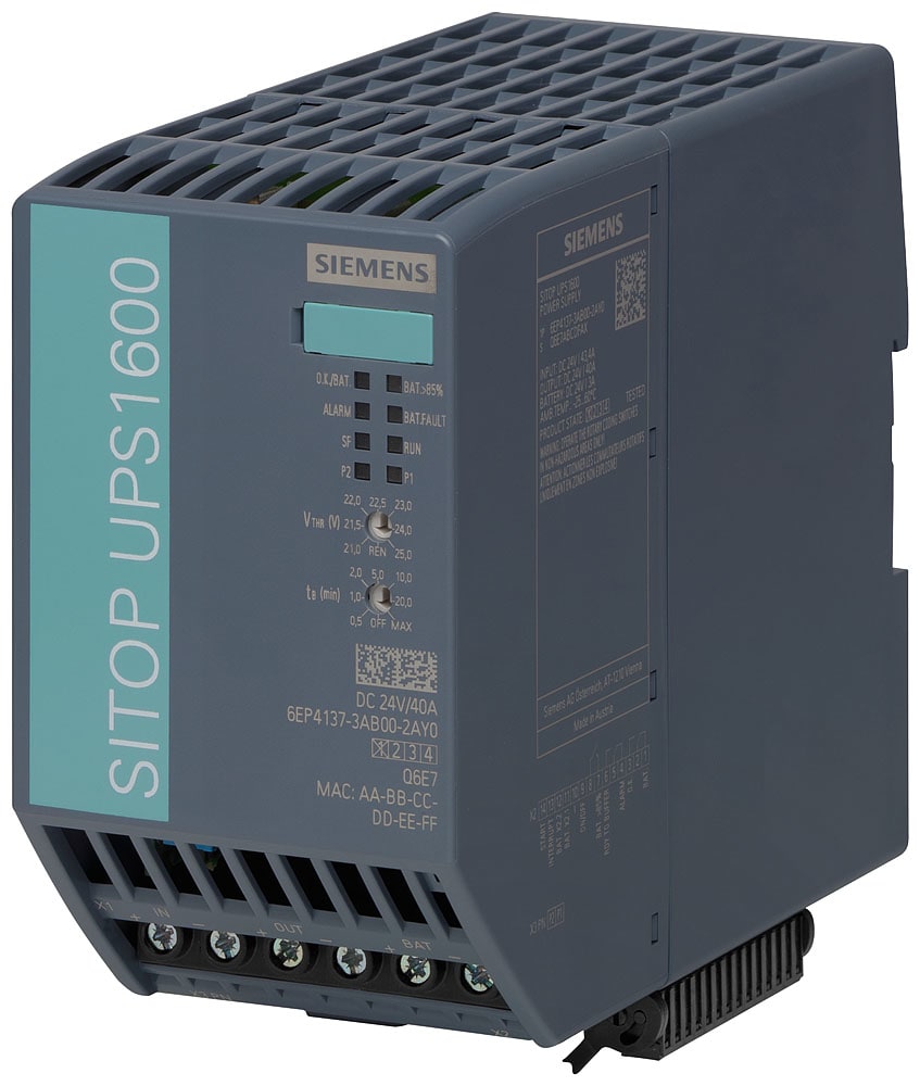 SIEMENS - SIE6EP41373AB002AY0 Alimentatore di continuità SITOP UPS1600, DC 24 V/40 A con IE/PN
