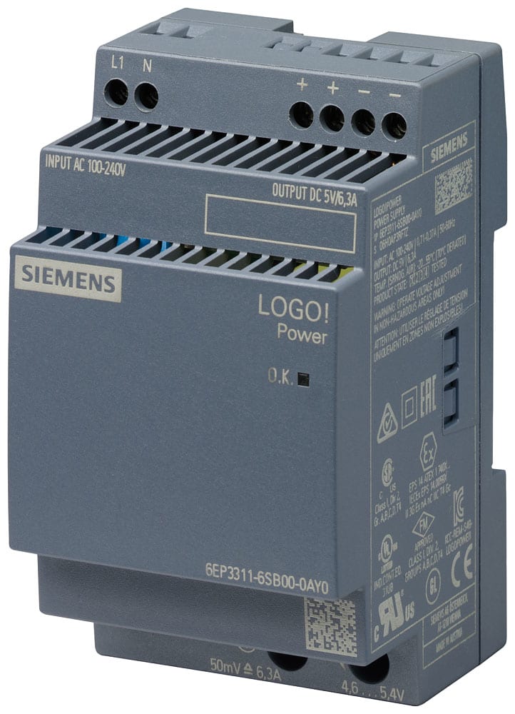 SIEMENS - SIE6EP33116SB000AY0 LOGO!POWER 1AC DC5V 6.3A