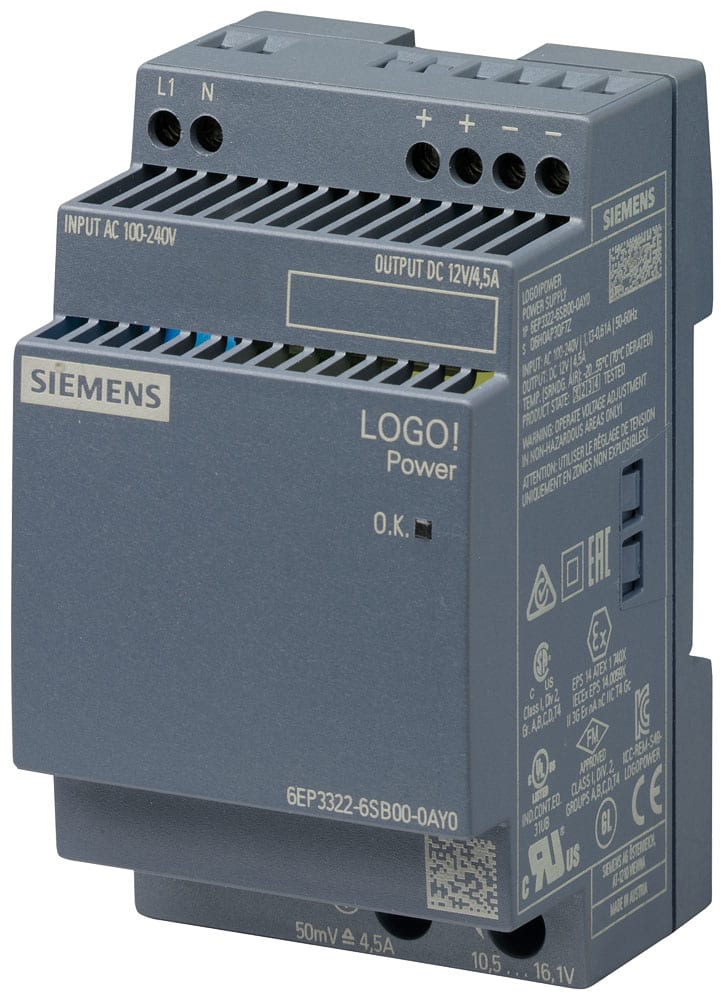 SIEMENS - SIE6EP33226SB000AY0 LOGO!POWER 1AC DC12V 4.5A