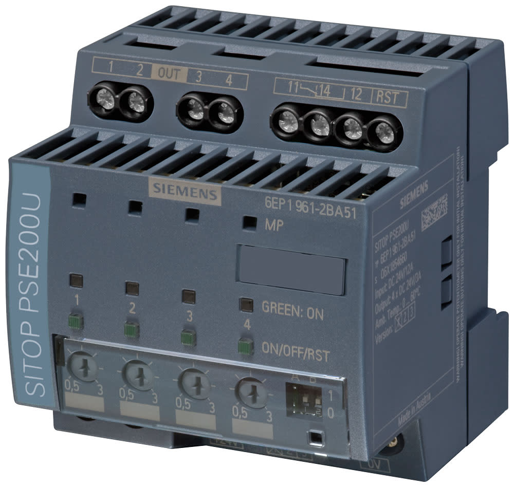 SIEMENS - SIE6EP19612BA51 Modulo selettivo SITOP PSE200U, DC24V/4x 0,5 ... 3 A con cont. di segnal. cumul.