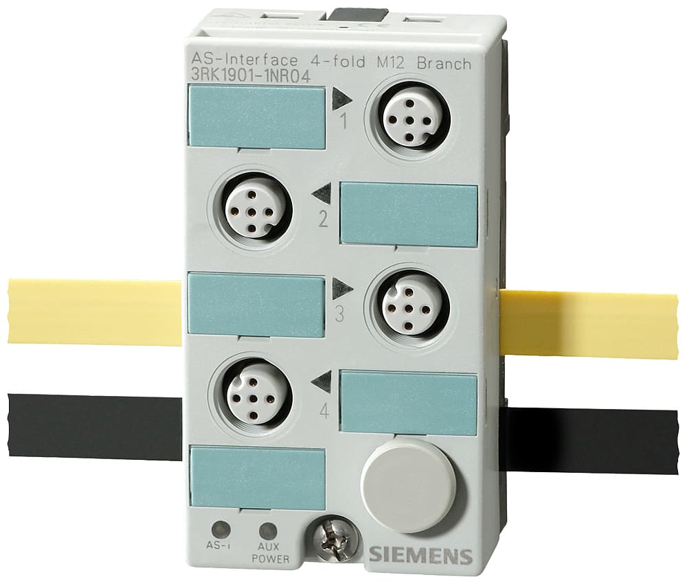 SIEMENS - SIE3RK19011NR04 Derivatore M12 AS-Interface 4x e U-aux, 4 x M12