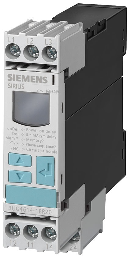 SIEMENS - SIE3UG46181CR20 Relè di controllo per tensione trifase con conduttore N Mancanza di fase, 3 x AC 160 ... 690 V 50 ... 60 Hz