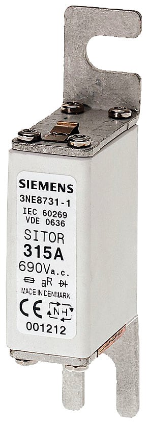 SIEMENS - SIE3NE87271 Cartuccia fusibile SITOR, con alette di fissaggio a vite, NH000, In: 250 A, aR