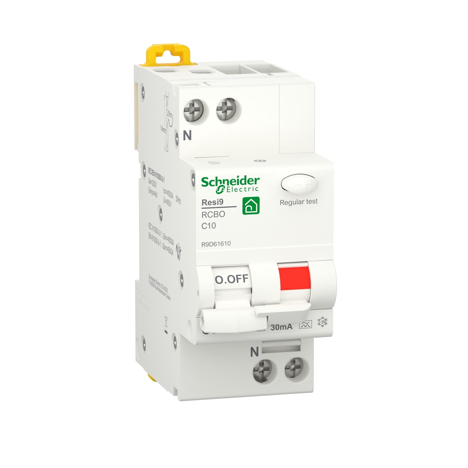 SCHNEIDER ELECTRIC - SNRR9D61610 INT.MTD RESI9 RCBO 1P+N C 10A 30MA A 2M