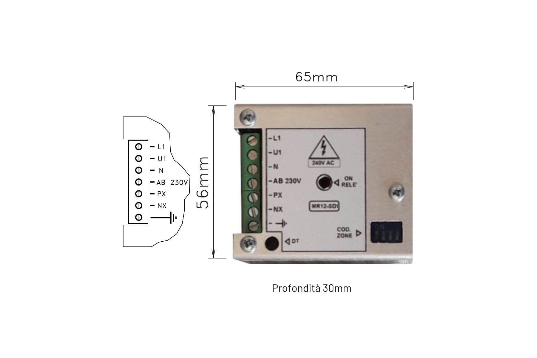 LORENZONI SRL - LOZ523.0000.027.1 LR RELE MECCANICO MONOFASE 12AMP. 230VA