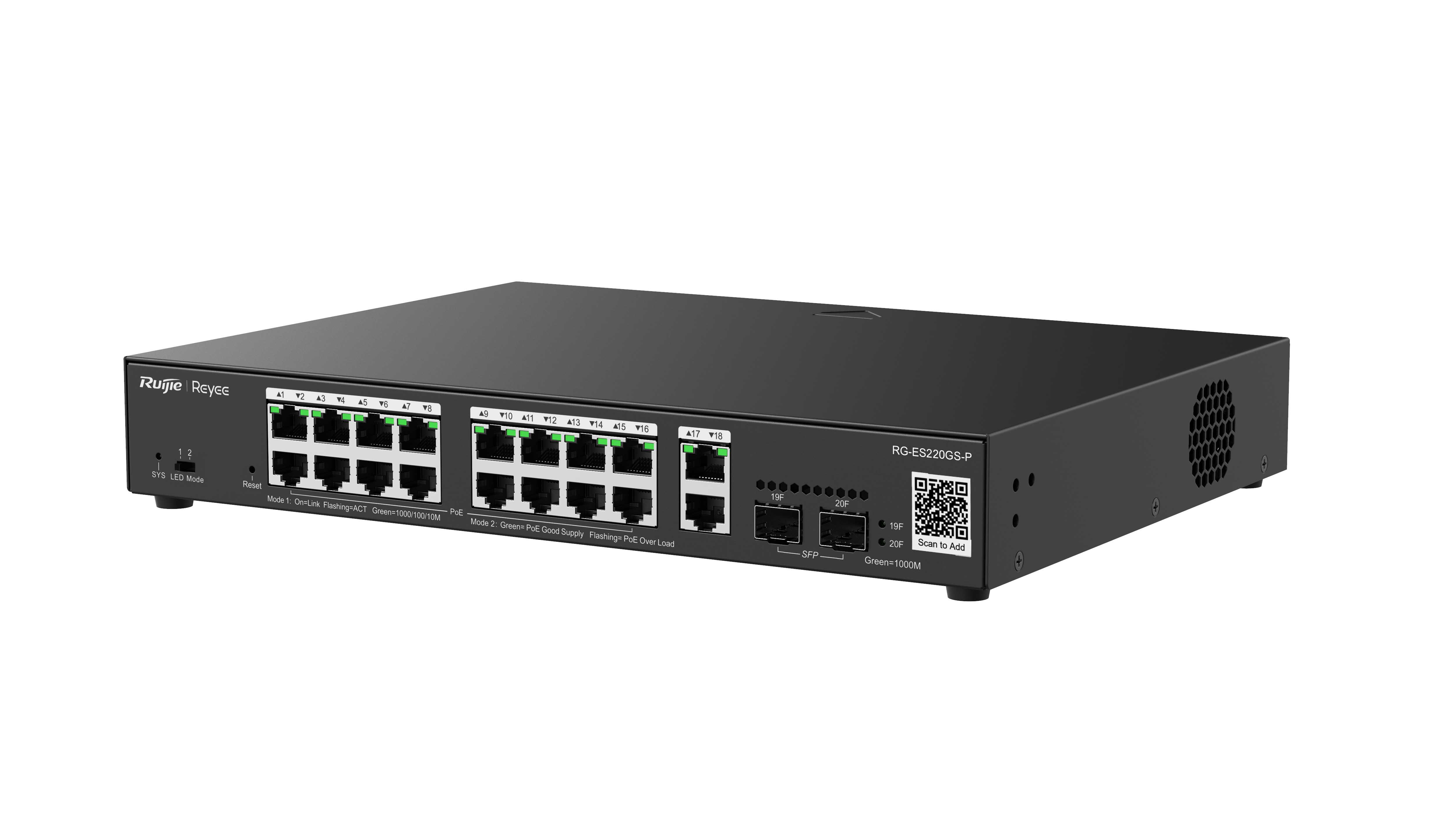 ZELIATECH - NPRRG-ES220GS-P SWITCH 16XPOE+250W 2SFP,CLOUD,DESK,METAL