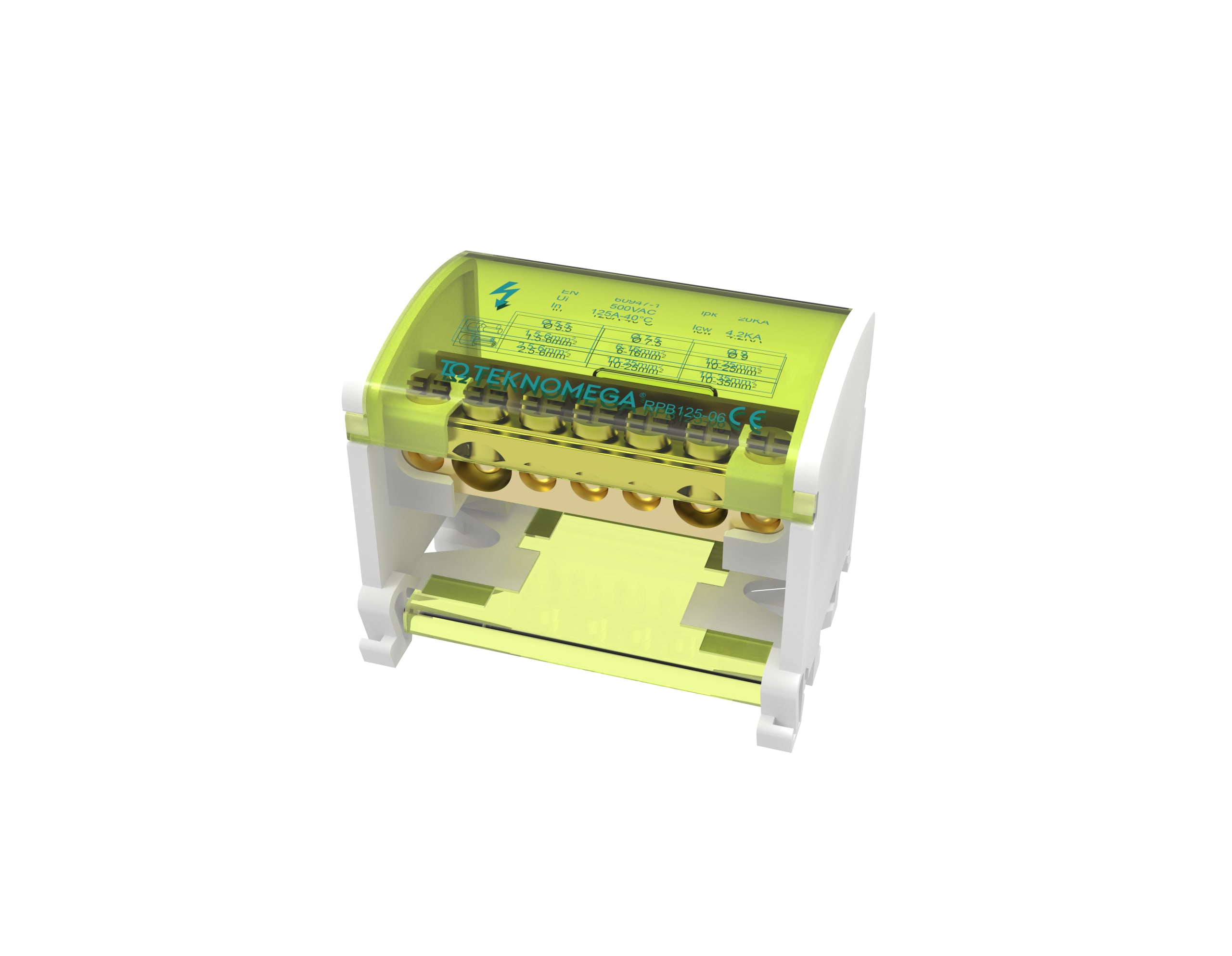 TEKNOMEGA SRL - TKGRPB1000 RIPARTITORE MORSETTIERA BIPOLARE125A 6 O