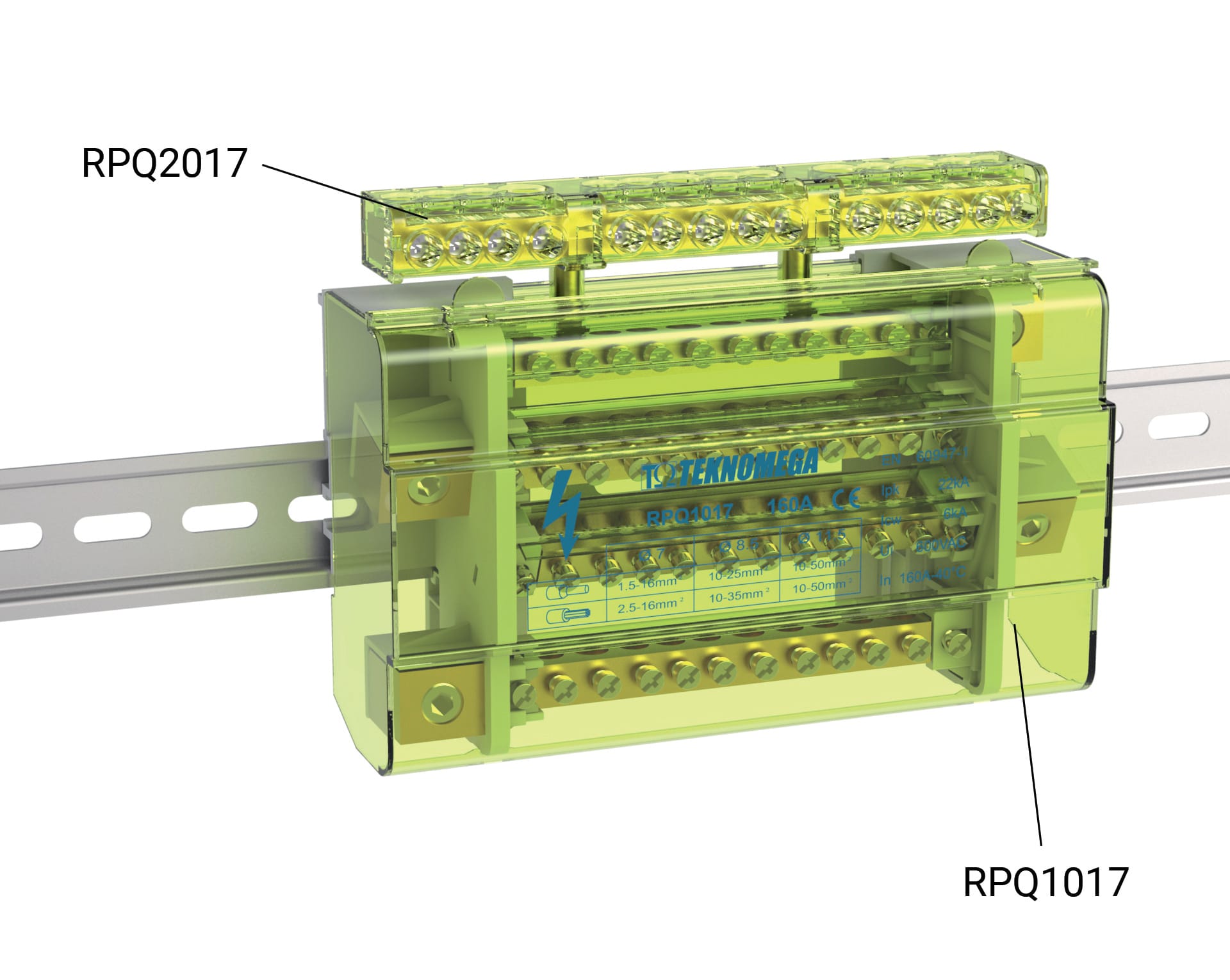 TEKNOMEGA SRL - TKGRPQ1017 Ripartitore Quadripolare 160A-11 uscite- modulare
