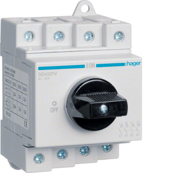 HAGER - HAGSB432PV SEZIONAT ROTAT FOTOVOLT 4P 32A 1000VDC 3