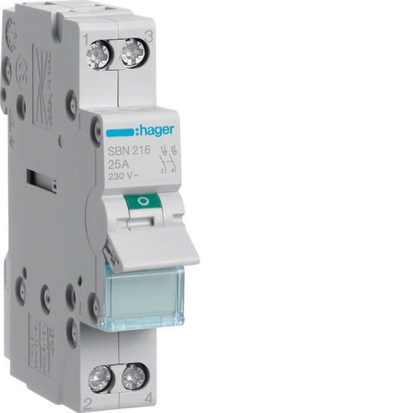 HAGER - HAGSBN216 INTERRUTTORE NON AUT 2 POLI 16A 1 MOD