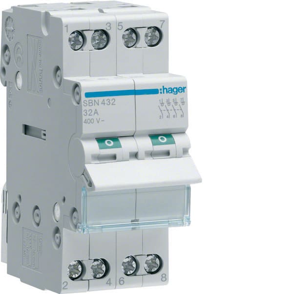 HAGER - HAGSBN432 INTERRUTTORE NON AUT 4 POLI 32A 2 MOD