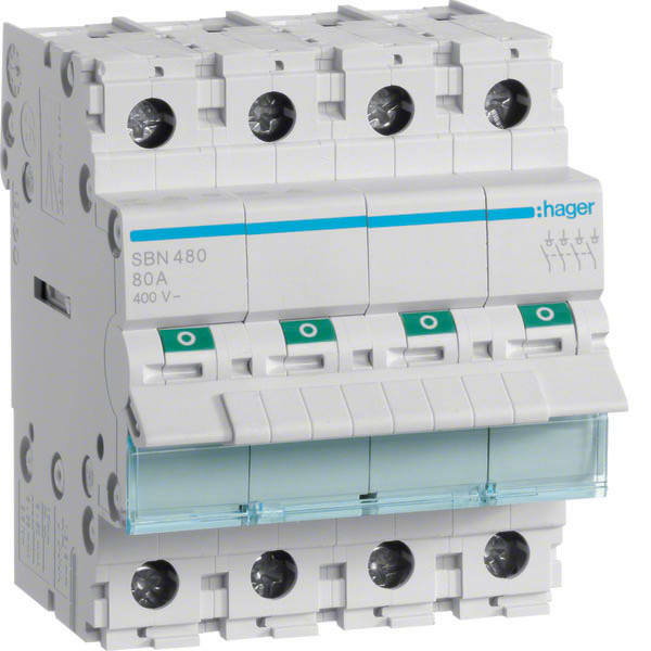 HAGER - HAGSBN480 INTERRUTTORE NON AUT 4 POLI 80A 4 MOD