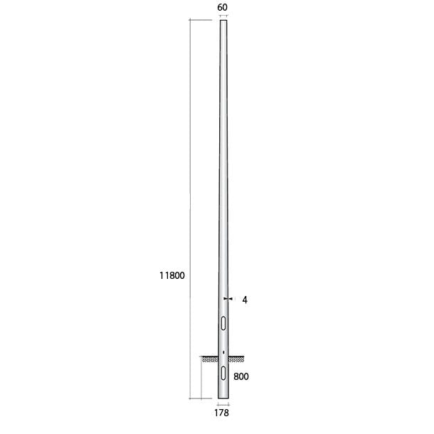 SEM - SEM41180/4 PALO CONICO H.TOT. 1180 CM. D 178/60X4