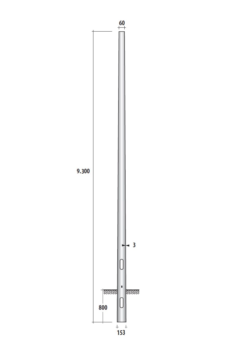 SEM - SEM4930 PALO CONICO H.TOT. 930 CM. D 153/60X3