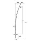 SEM - SEMCCL88-139/60 PALO CONICO CURVATO HSP H.TOT. 880 CM.