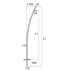 SEM - SEMCCL93-139/60 PALO CONICO CURVATO HSP H.TOT. 930 CM.