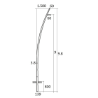 SEM - SEMCCL98-139/60 PALO CONICO CURVATO HSP H.TOT. 980 CM.