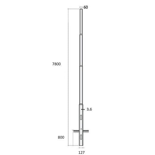 SEM - SEML4780 PALO CONICO LAMINATO HSP H. TOT. 780 CM.