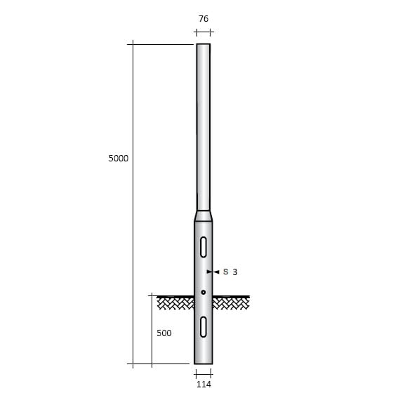 SEM - SEMR50-114/76/V PALO RASTREMATO H.TOT. 500 CM. 1 RASTR.