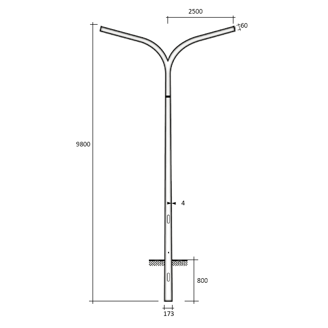SEM - SEMSTROMBOLI PALO CONICO CURVATO H.TOT. 980 CM.