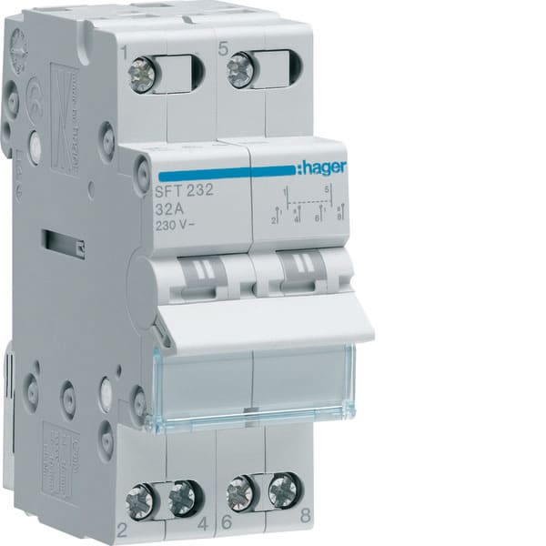 HAGER - HAGSFT232 COMMUT 1-0-2 2 POLI 32A 2 MOD COM ALTO