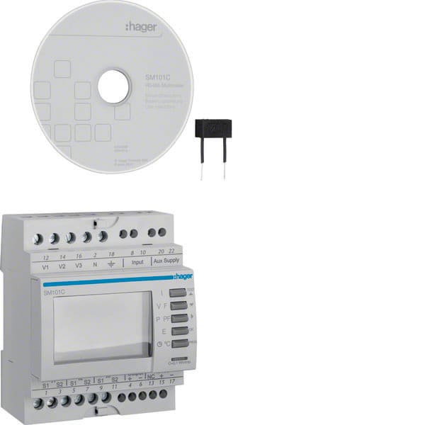 HAGER - HAGSM101C MULTIM.V-I-F-P-Q-A-COSFI-T-KWH/Q RS485 4