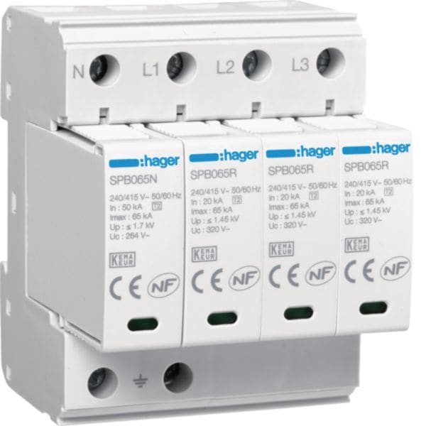 HAGER - HAGSPB465R SPD 4P T2 TNS/TT 65KA CON CONTATTO AUX