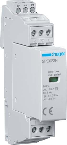 HAGER - HAGSPC203N SPD T3 1P+N 5KA CON CONTATTO AUX