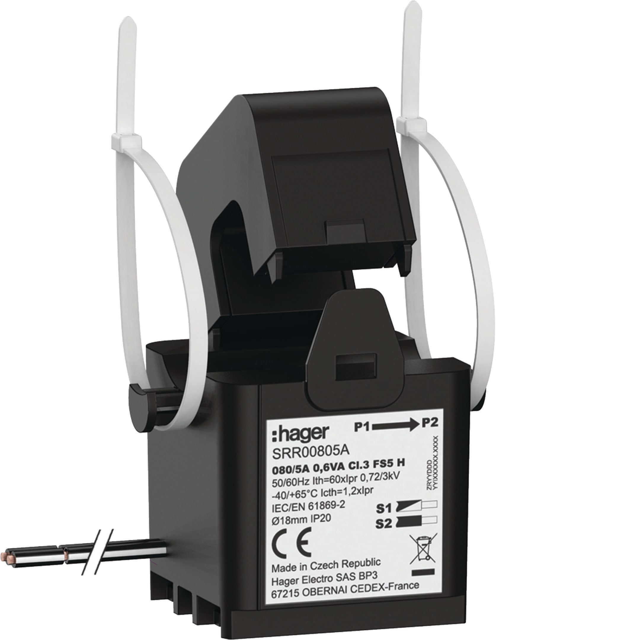 HAGER - HAGSRR00805A TRASF. DI CORRENTE APRIBILE 080/5A CL.3