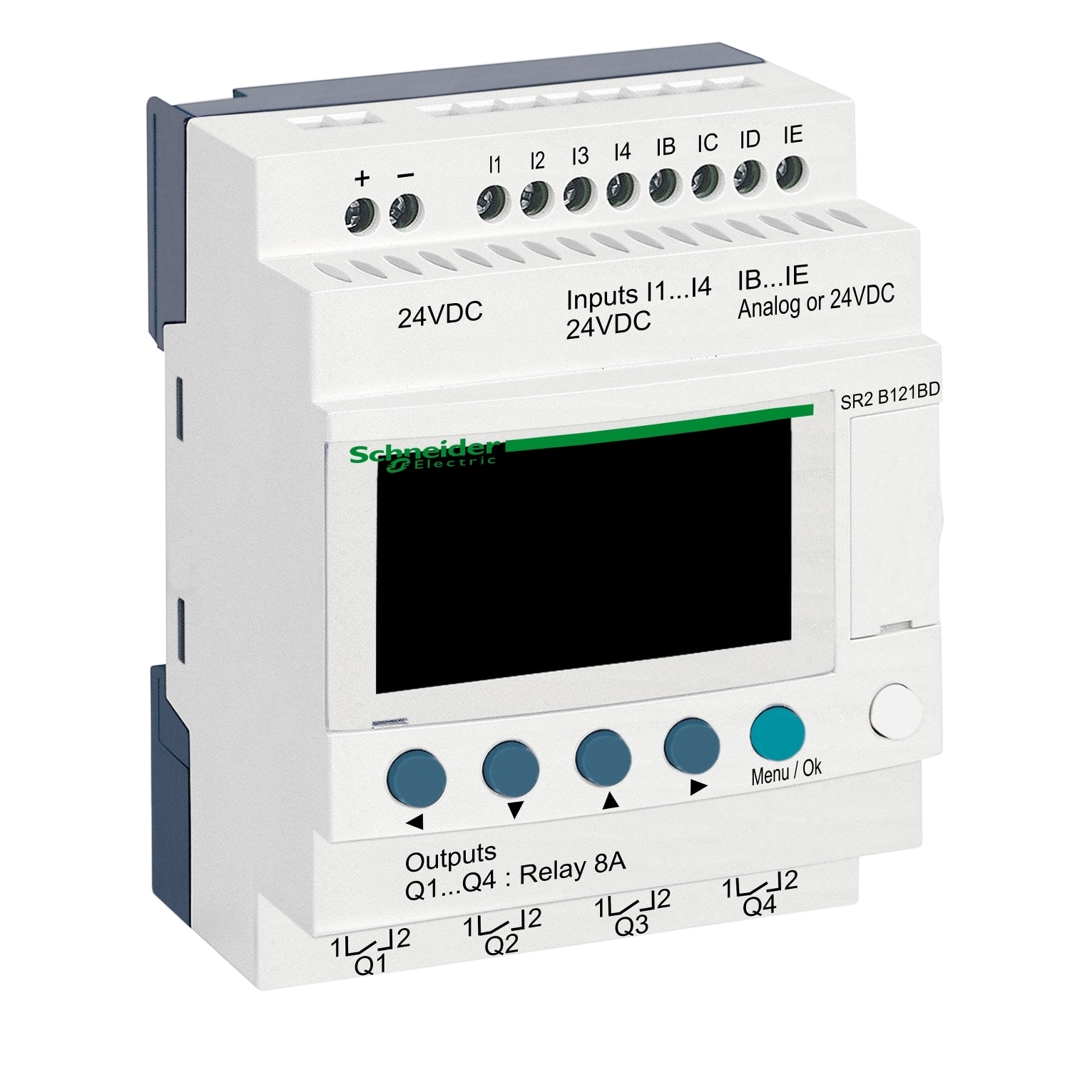 SCHNEIDER ELECTRIC - SNRSR2B121BD Smart relay compatto Zelio Logic - 12 I/O - 24 V CC - Orologio - Display