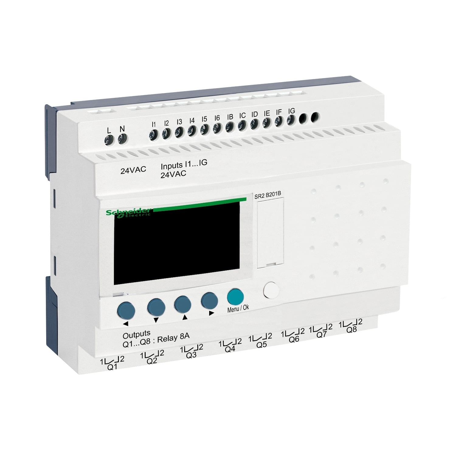 SCHNEIDER ELECTRIC - SNRSR2B201B Smart relay compatto Zelio Logic - 20 I/O - 24 V CA - Orologio - Display
