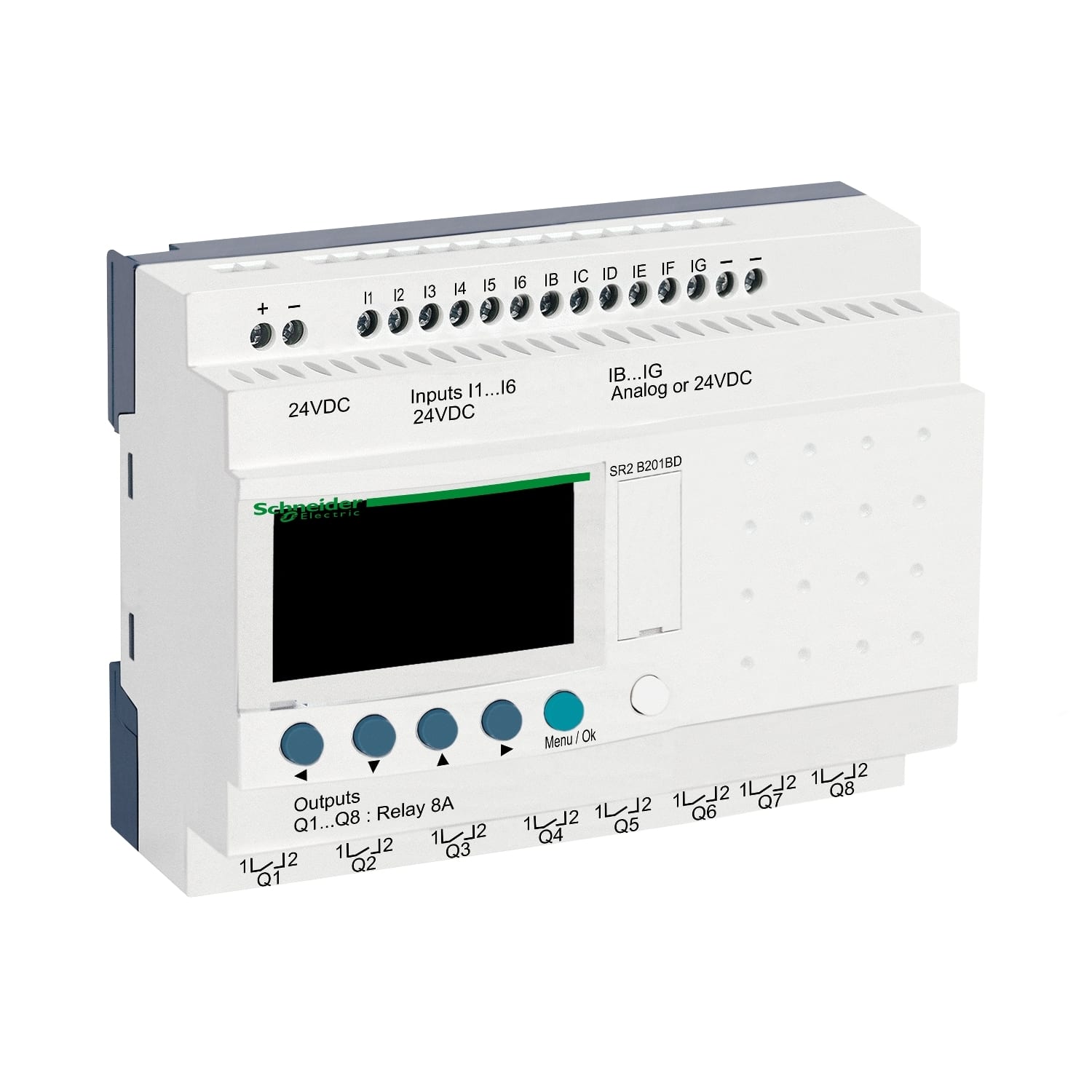 SCHNEIDER ELECTRIC - SNRSR2B201BD Smart relay compatto Zelio Logic - 20 I/O - 24 V CC - Orologio - Display