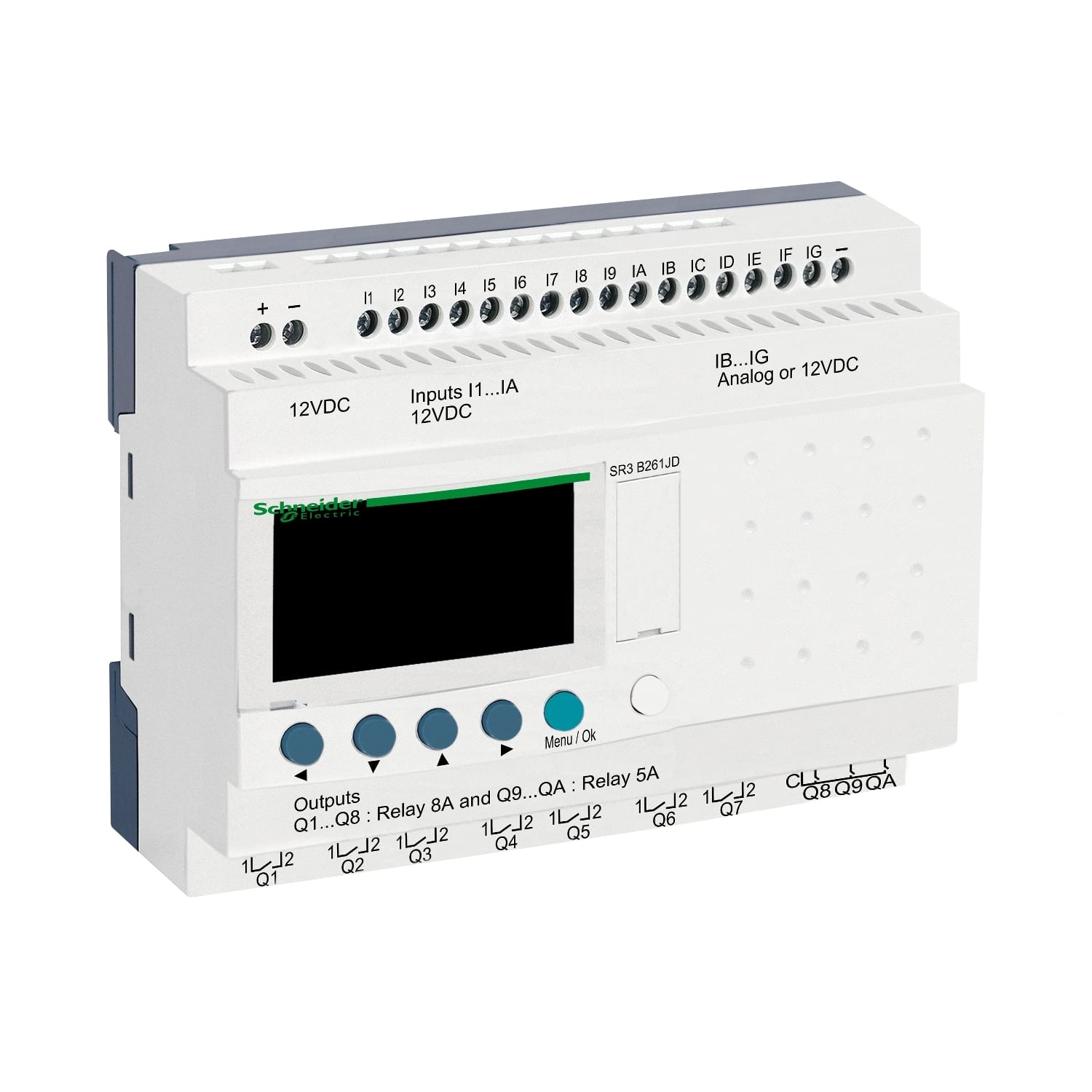 SCHNEIDER ELECTRIC - SNRSR3B261JD Smart relay modulare Zelio Logic - 26 I/O - 12V CC - Orologio - Display