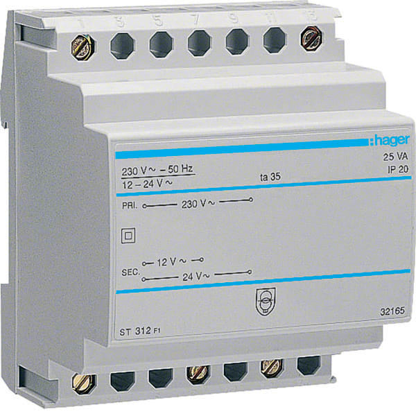 HAGER - HAGST312 TRASF. SIC. 230V - 12-24V 25VA 4M