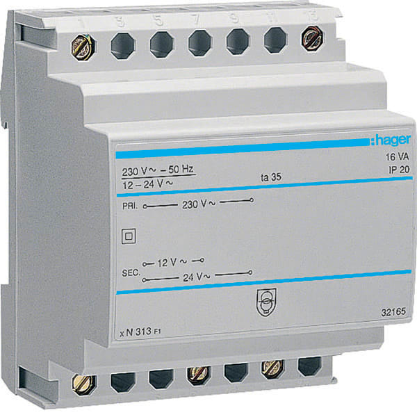 HAGER - HAGST313 TRASF. SIC. 230V - 12-24V 16VA 3M