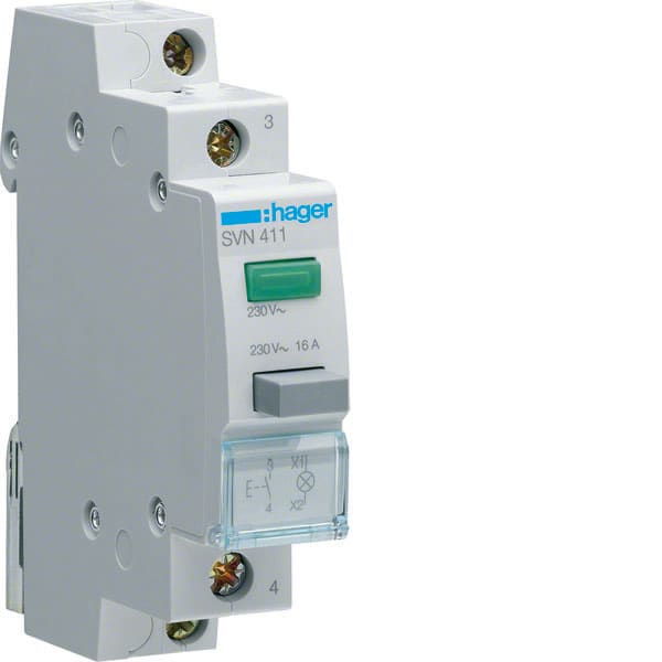 HAGER - HAGSVN411 1 PULSANTE LUMINOSO VERDE A IMPULSO 1NA