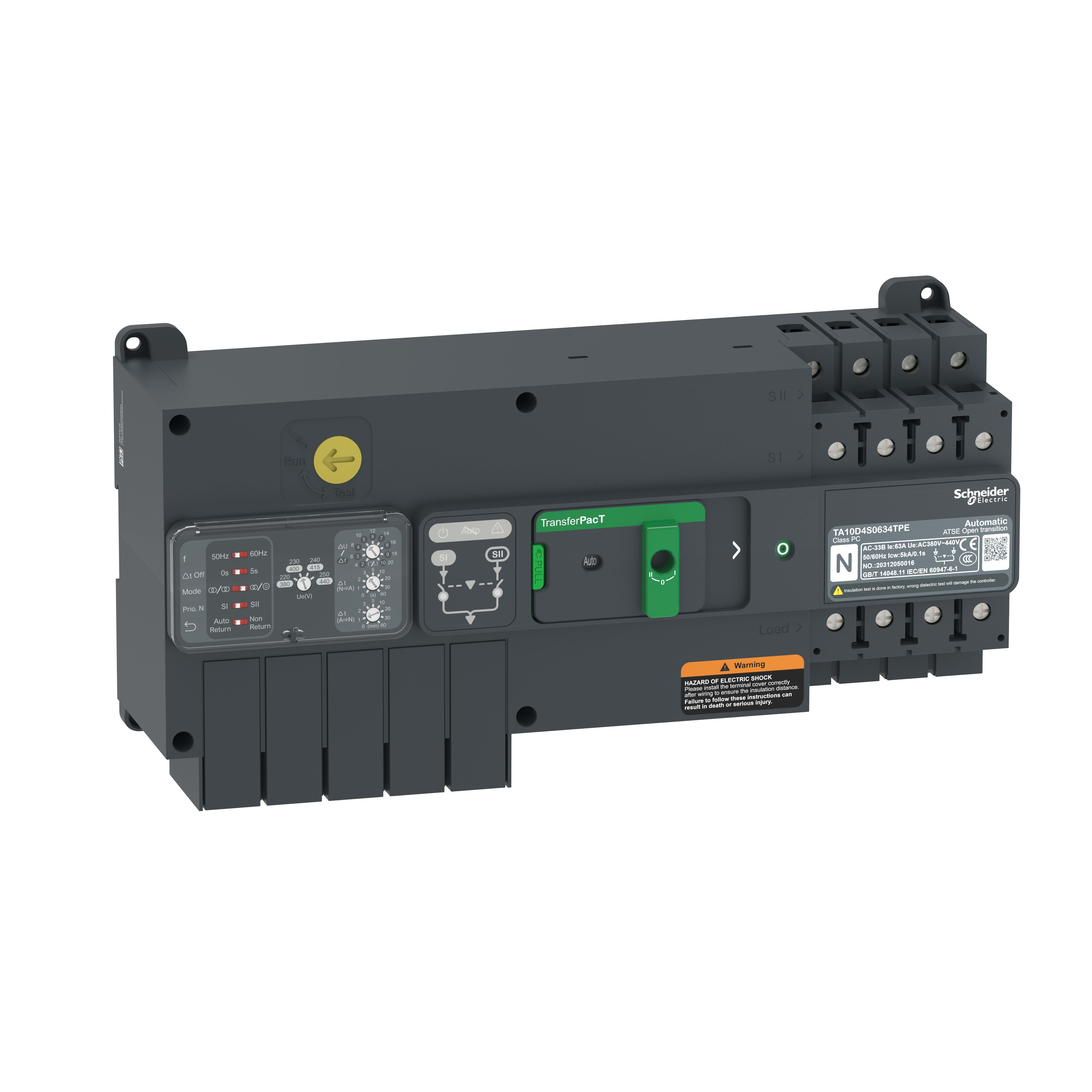 SCHNEIDER ELECTRIC - SNRTA10D4S0634TPE TRANSFERPACT AUTOMATIC 63A 400V 4P