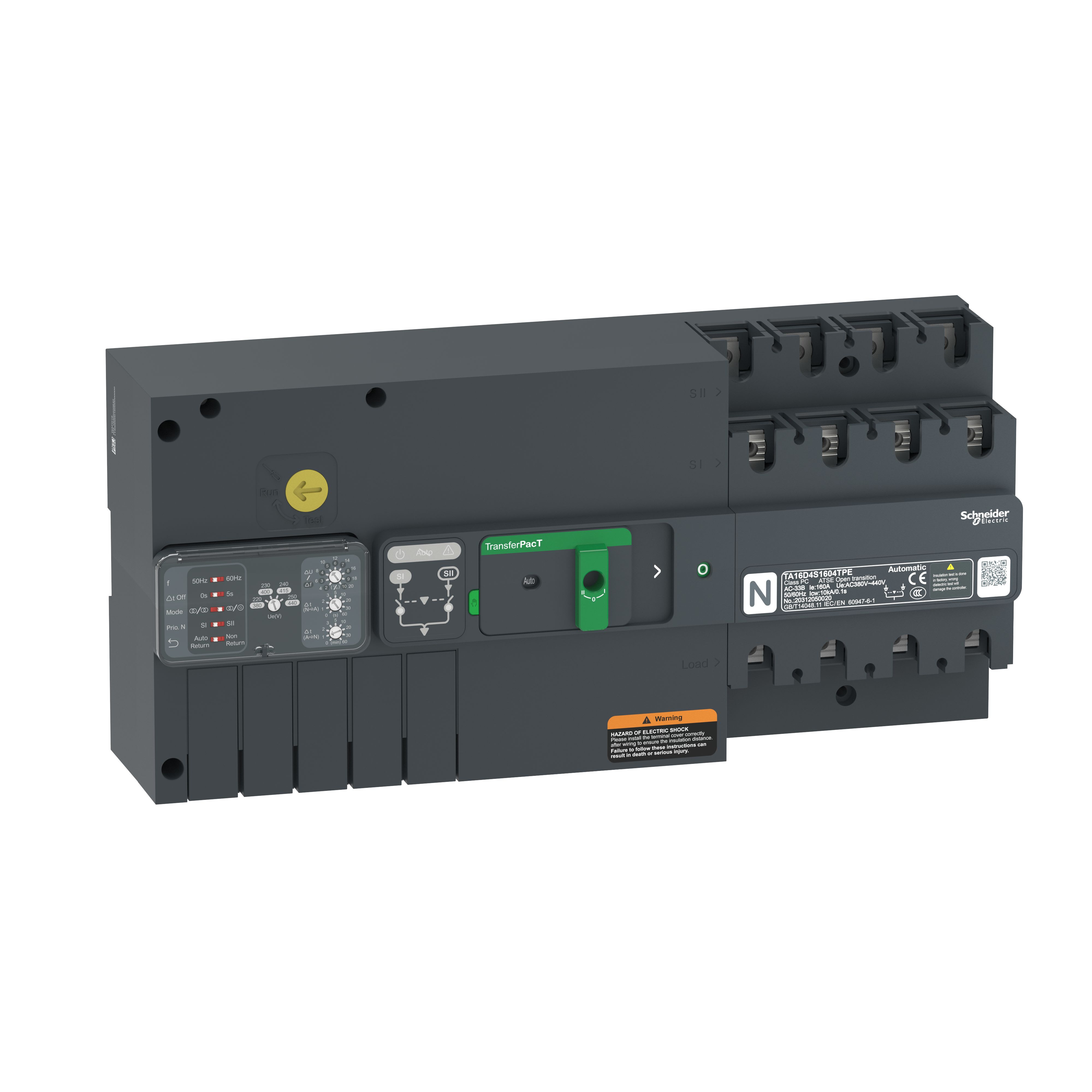 SCHNEIDER ELECTRIC - SNRTA16D4S1604TPE TransferPacT automatic 160A 400V 4P