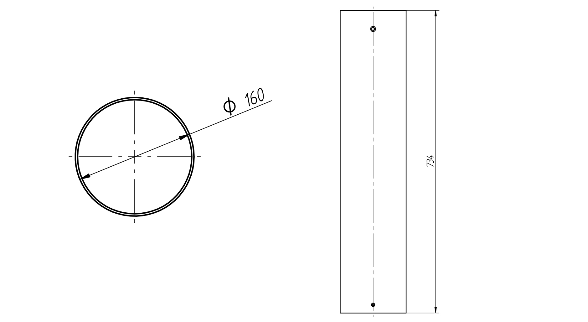 TARGETTI - TAR1E3435 POLE DIAM.160 H800 FE